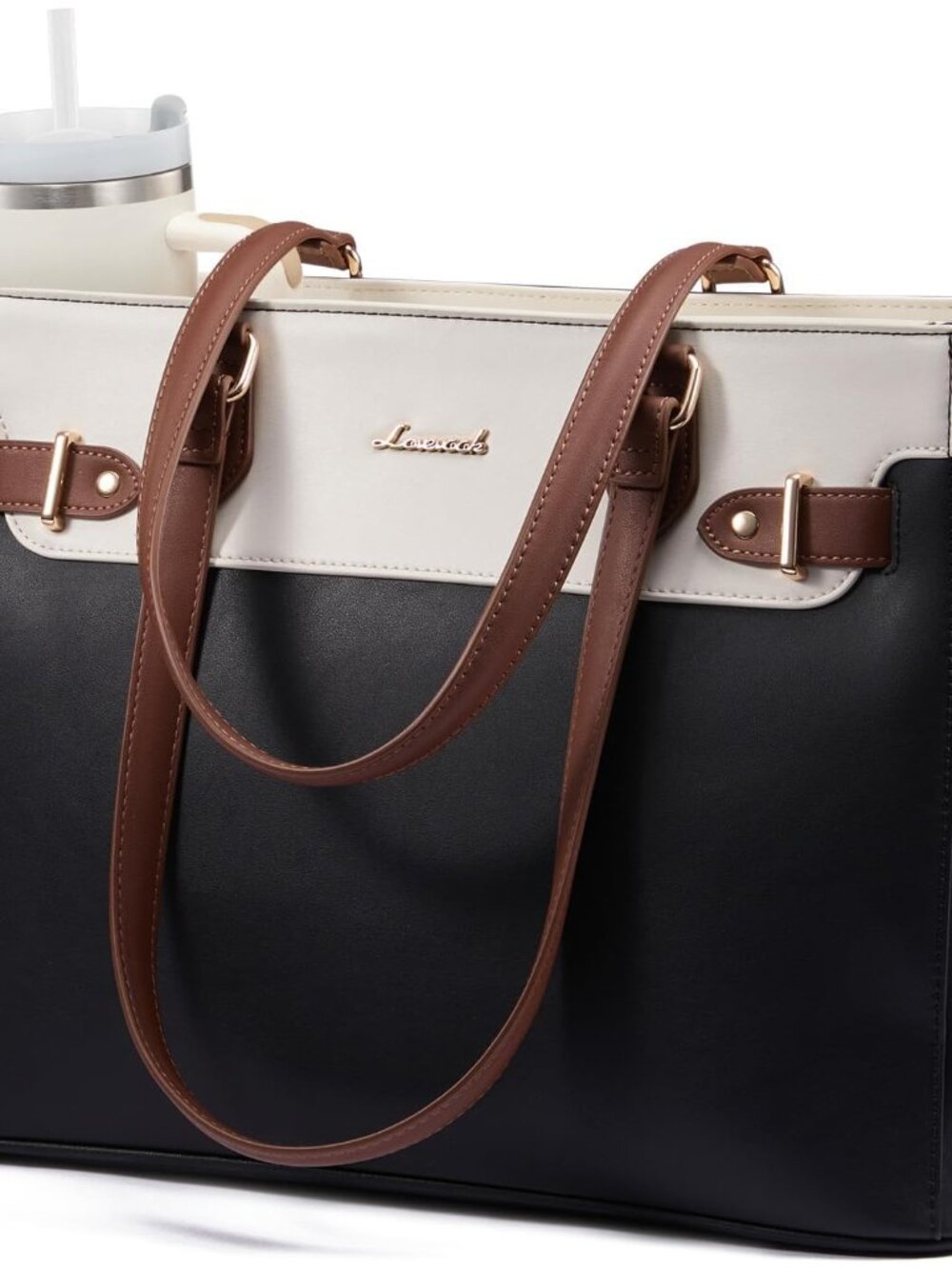 Laptop Tote Bag for Women Work, Teacher Tote Bag with Large Cup Holder, Waterpro